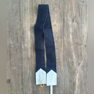 Vintage YSL Yves St. Lauren Blue And White Rattan Belt Large